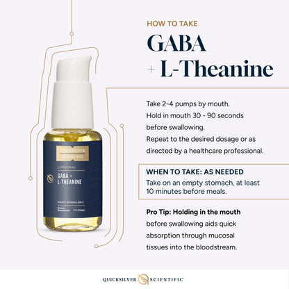 Quicksilver Scientific Liposomal GABA + L Theanine - Calm, Stress Response & Brain Support - Bioavailable GABA Supplement with L Theanine 100mg (1.7oz/50ml) Quicksilver ScientificBuy Supplements Australia