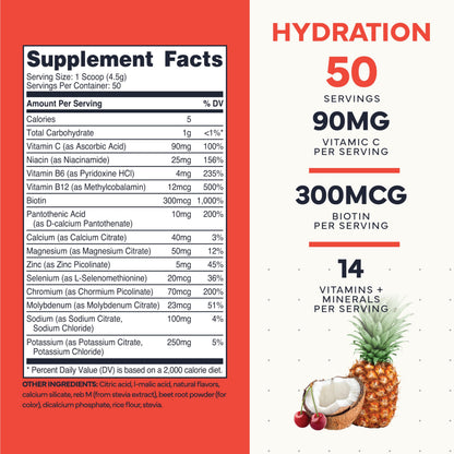 Type Zero Clean Electrolytes Hydration Powder Drink Mix + 14 Essential Vitamins & Minerals - Sugar Free, Zero Artificial Ingredients - Fruit Punch, 50 Servings Type ZeroBuy Supplements Australia