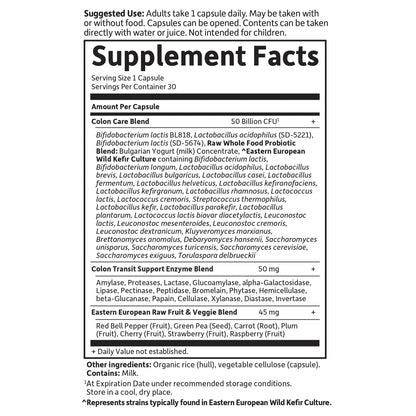 Garden of Life Probiotics for Women and Men - Raw Probiotics Colon Care 50 Billion CFU and Enzymes, Shelf Stable Once Daily Acidophilus Probiotic for Regularity and Immune Health Support, 30 Capsules Garden of LifeBuy Supplements Australia