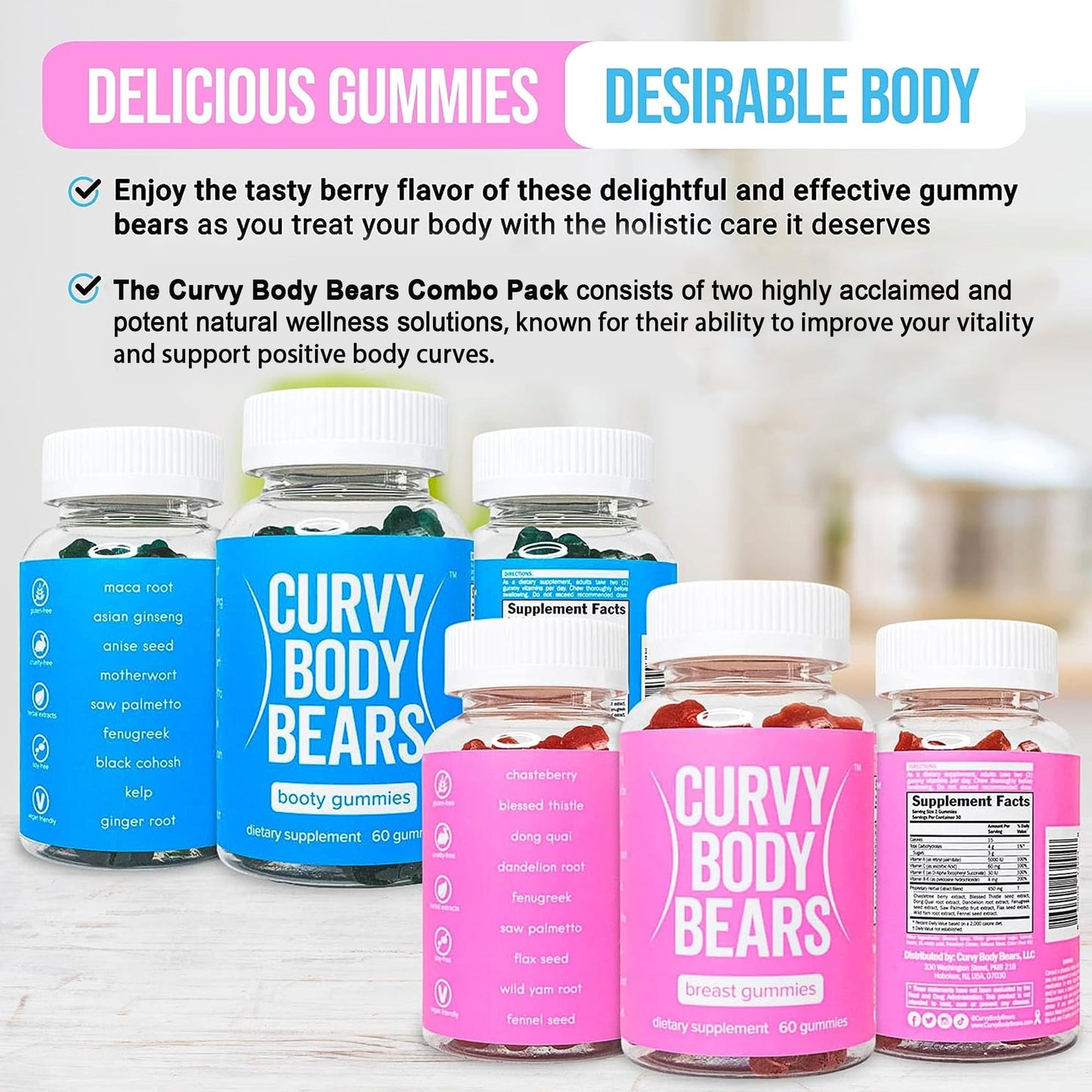 Curvy Body Bears Gummies Combo Pack - Chest and Bum Gummies - Workout Aid Curvy Body BearsBuy Supplements Australia