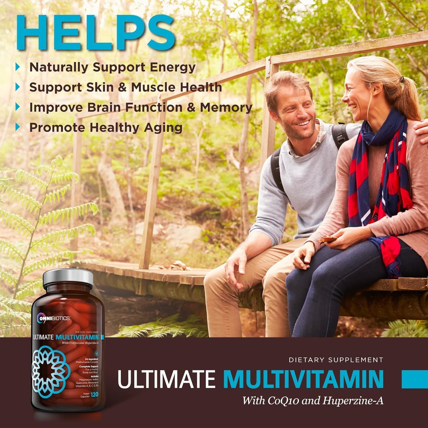 OmniBiotics Ultimate Daily Multivitamin for Women & Men – 34 Essential Ingredients Including Vitamin A, C, D, E, B6, B12, Biotin, Zinc – 120 Vegan Capsules OmniBioticsBuy Supplements Australia