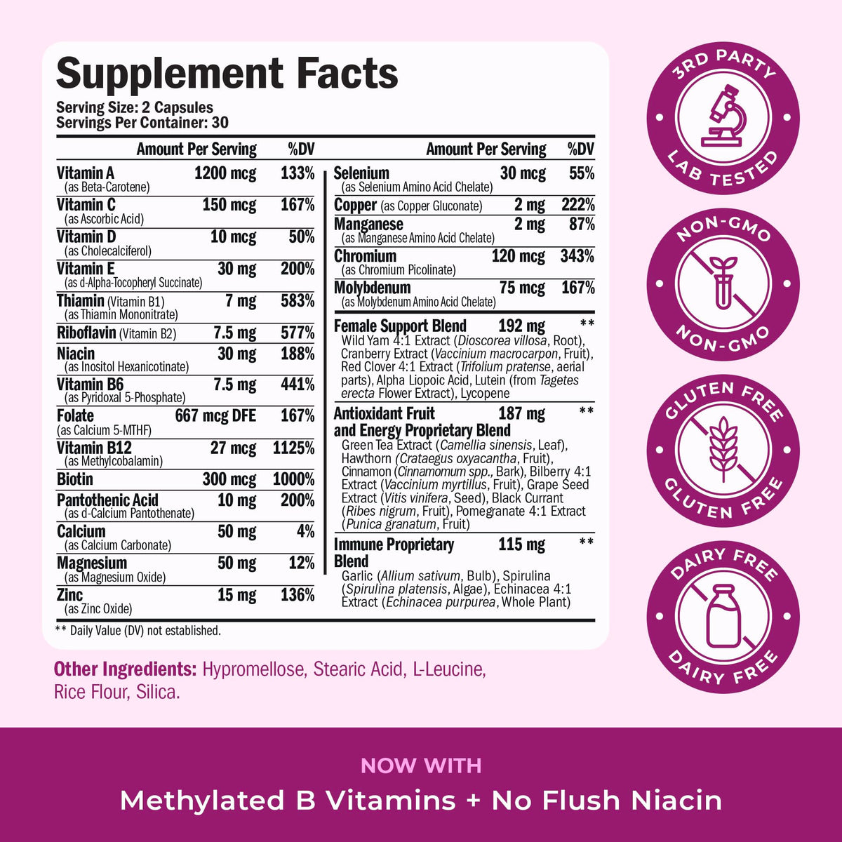 Methylated Multivitamin for Women w/Bioavailable Vitamins, Chelated Minerals, Vitamin D, B12, C, A & Zinc for Energy, Focus and Immune Health Vimerson HealthBuy Supplements Australia