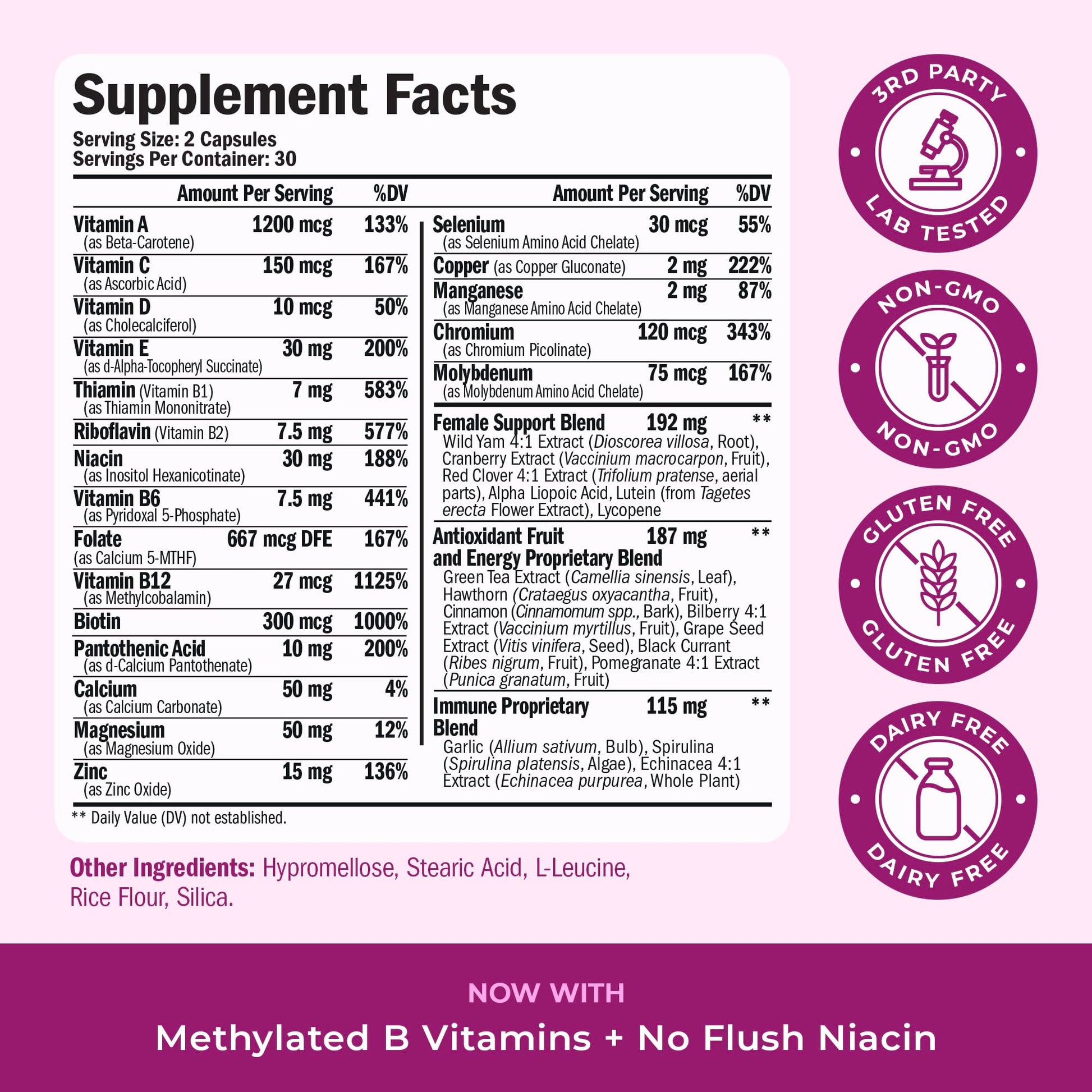 Methylated Multivitamin for Women w/Bioavailable Vitamins, Chelated Minerals, Vitamin D, B12, C, A & Zinc for Energy, Focus and Immune Health Vimerson HealthBuy Supplements Australia
