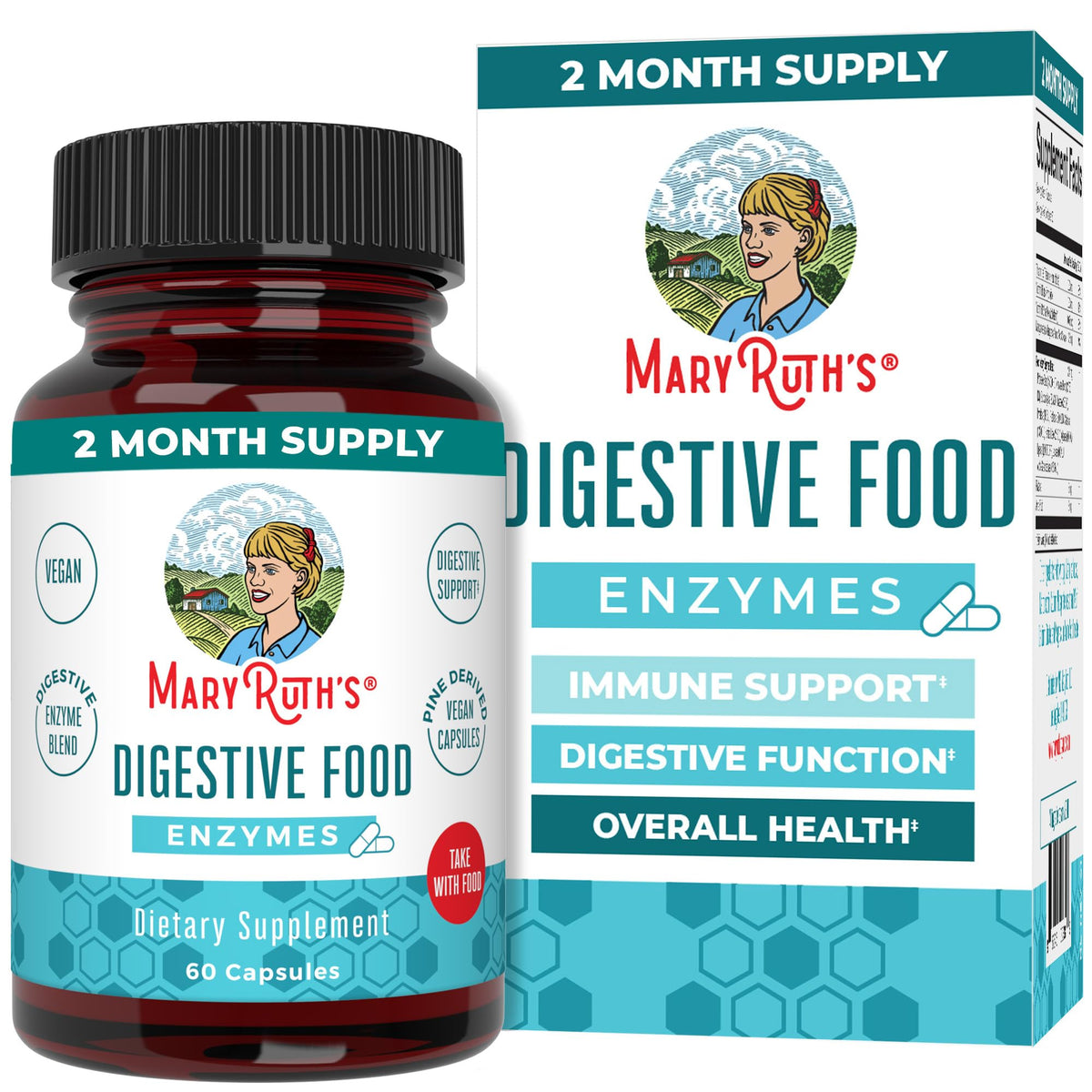 MaryRuth Organics Digestive Enzymes | Up to 2 Month Supply | Vegan Digestive Health Aid and Gut Health Enzyme Complex | Over 12 Enzymes | Vitamins B6 & B12 MARYRUTH'SBuy Supplements Australia