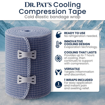 Dr Pat's Ice Tape - Cooling Bandage Wrap Athletic Tape - Compression Instant Cold Compress Wrap with Menthol - Elastic, Athletic for Sore Muscles, Pain Relief Now, Swelling, Recovery, Sports Dr. Pat's buy supplements Au