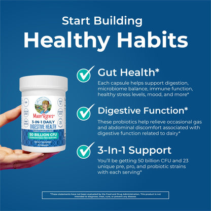MARYRUTH'S 3-in-1 Probiotics for Digestive Health | Prebiotic & Postbiotic | Gut Health Supplement for Women & Men | 23 Unique Strains