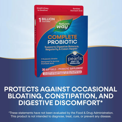 Nature's Way Complete Probiotic Pearls, Supports Digestive Balance*, 1 Billion Live Cultures, Supplement for Men and Women, No Refrigeration Required, 30 softgels Nature's WayBuy Supplements Australia