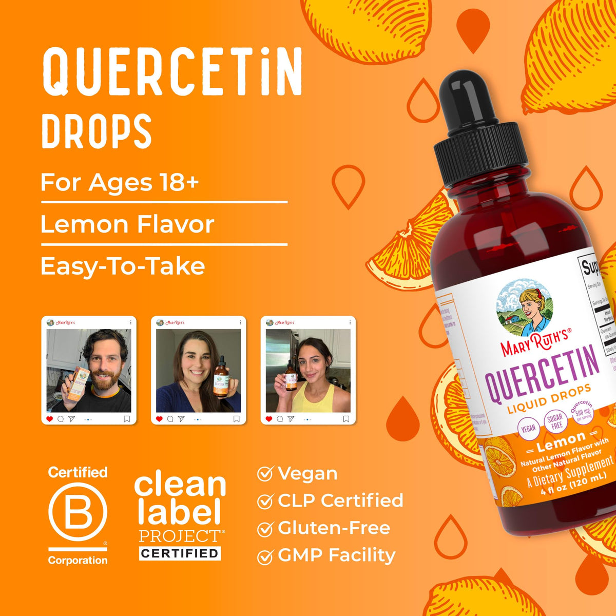 MaryRuth Organics Quercetin Liquid Drops | Sugar Free | 500mg for Adults 18 & Over | Cardiovascular Health for Adults | Bioflavonoid | Vegan | Non-GMO | Gluten Free | 4 Fl Oz MARYRUTH'SBuy Supplements Australia
