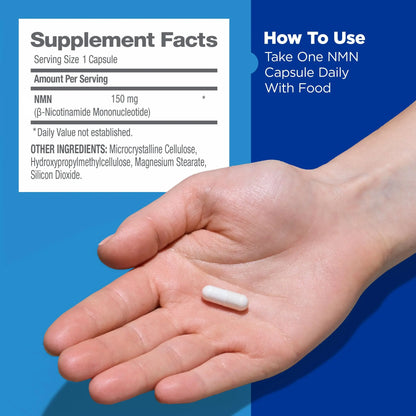 GNC Preventive Nutrition NMN, 150 mg, NAD+ Booster Supplement for Cellular Energy & DNA Repair, Anti-Aging Support, 60 Capsules, Gluten Free, 60 svg GNCBuy Supplements Australia