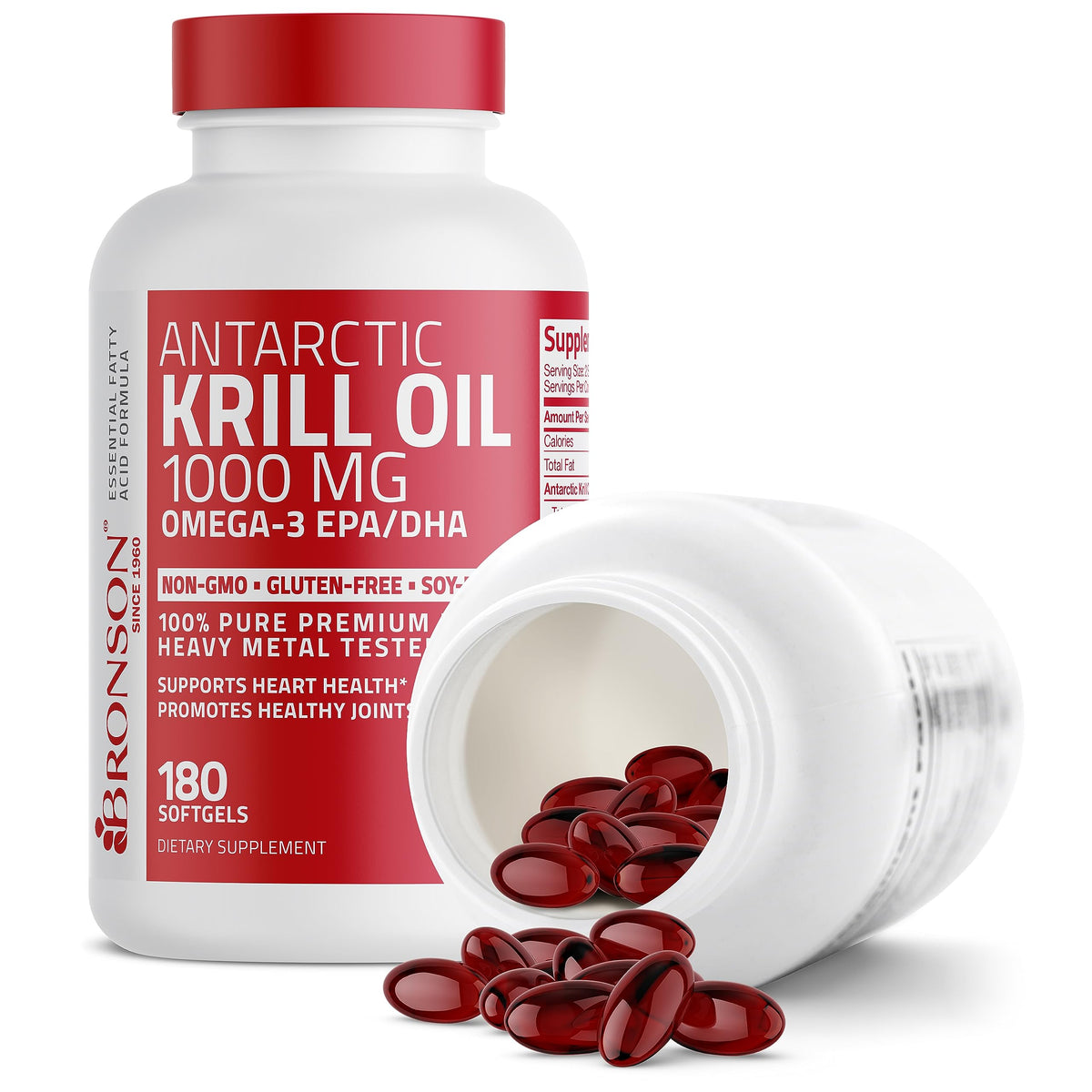 Bronson Antarctic Krill Oil 1000 mg with Omega-3s EPA, DHA, Astaxanthin and Phospholipid BronsonBuy Supplements Australia