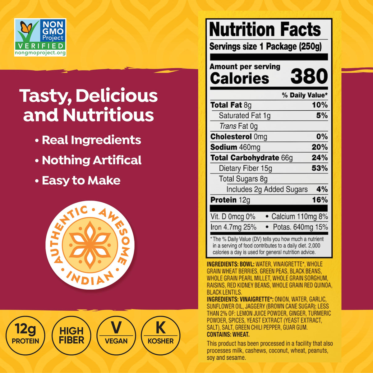 TASTY BITE Indian Protein Bowl, 8.8 Ounce, Pack of 6, Ready to Eat, Microwaveable TASTY BITEBuy Supplements Australia