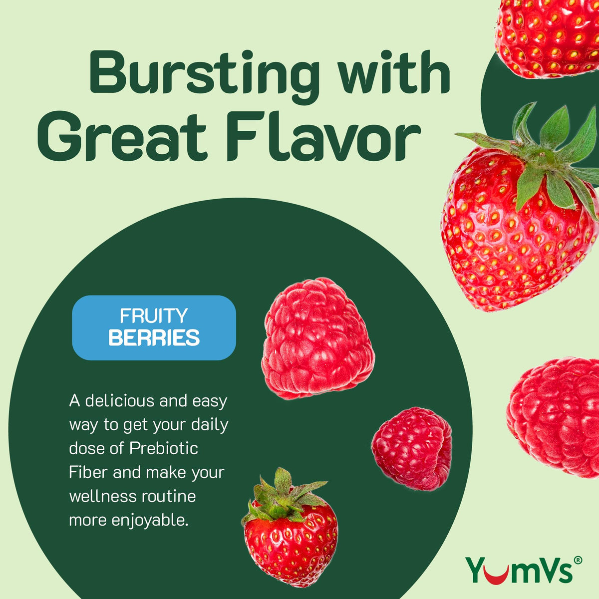 YumVs Sugar Free Prebiotic Fiber Gummies for Adults and Kids - Berry Flavor - Kosher Halal 4g High Fiber Supplement for Women and Men