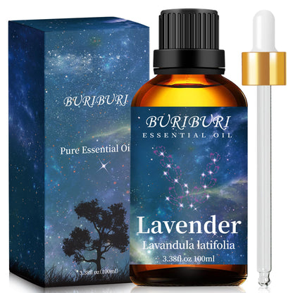 BURIBURI Lavender Essential Oil 100ML, 100% Pure Undiluted, Natural, Organic Aromatherapy Oil Lavender Oils
