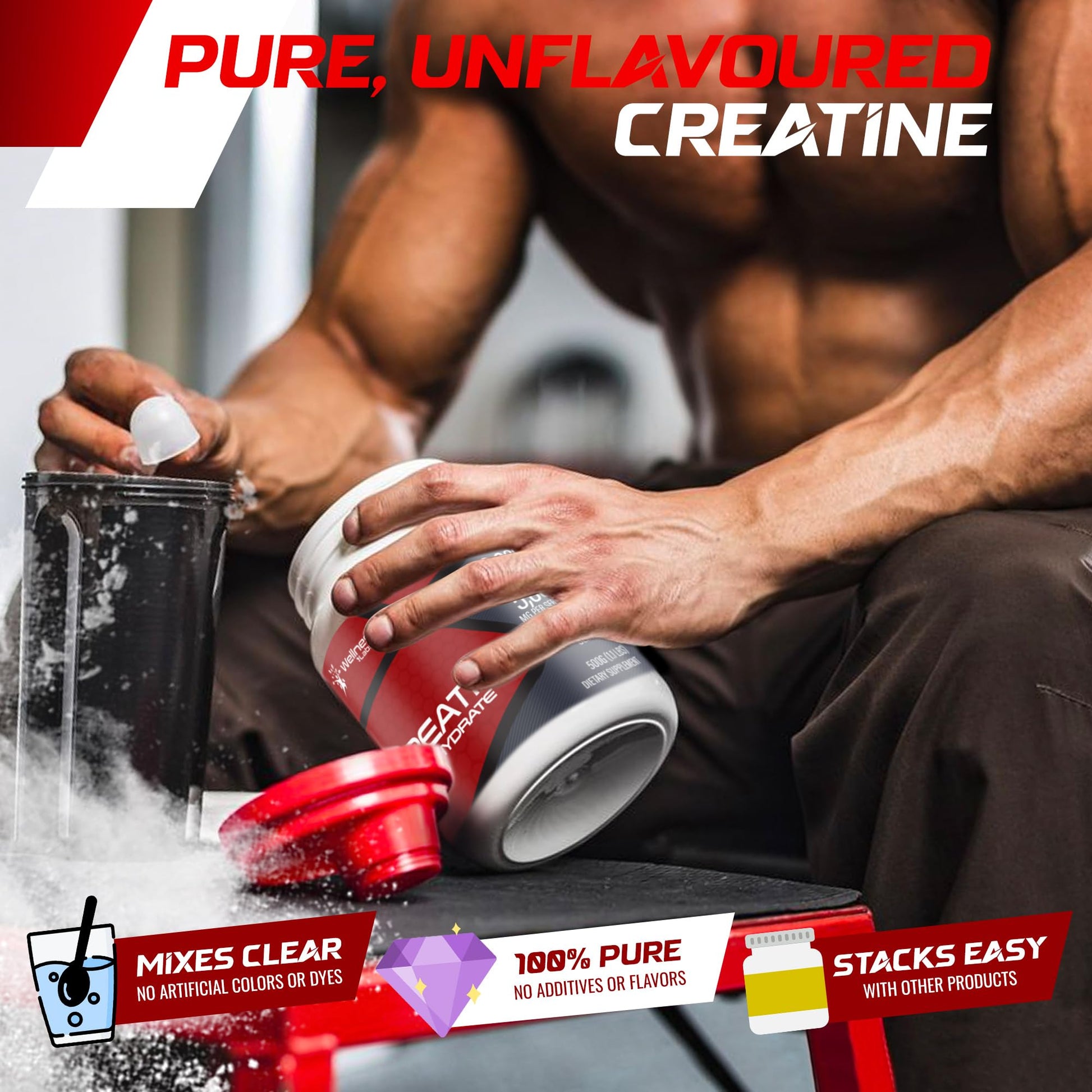 Creatine Monohydrate Powder - 5000mg Micronized for Muscle Growth, Enhanced WELLNESS LABSRXBuy Supplements Australia