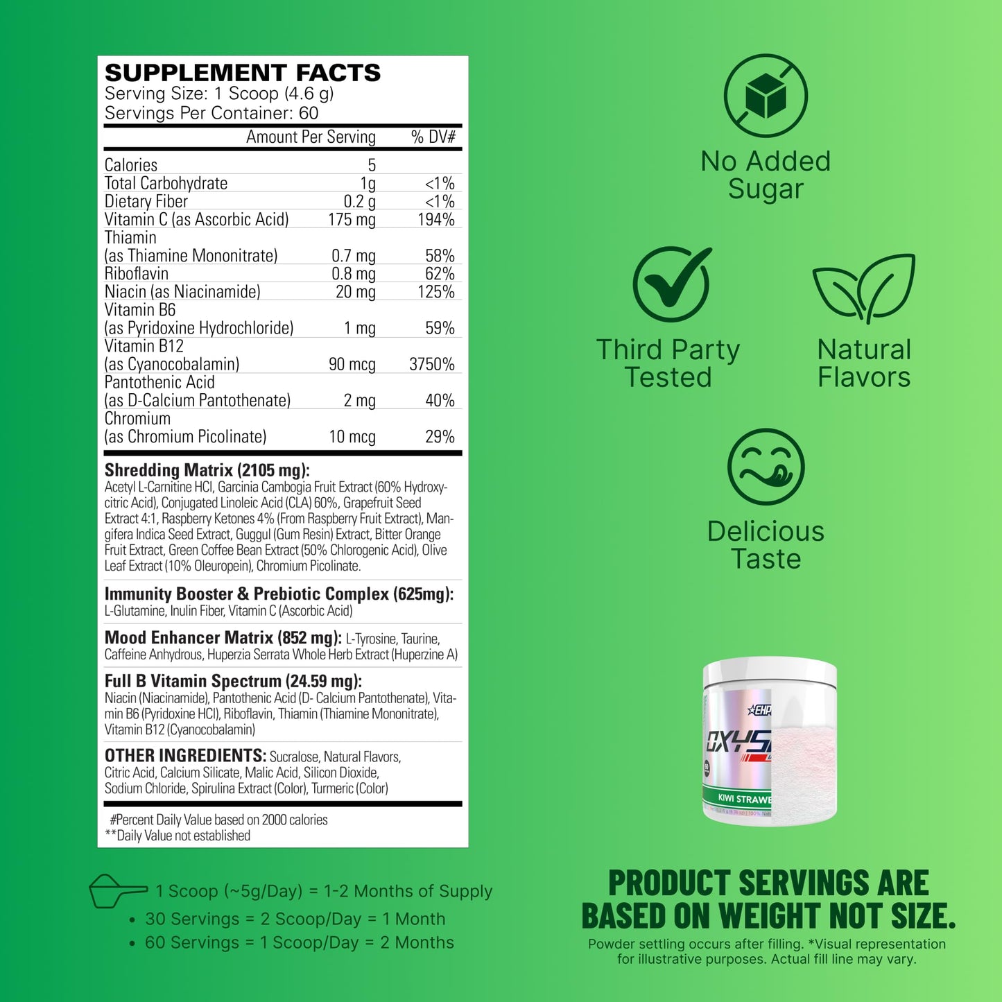 EHP Labs OxyShred Pre Workout Powder - Preworkout Powder with L Glutamine & Acetyl L Carnitine, Energy Boost Drink - Kiwi Strawberry, 60 Servings EHP Labs buy supplements Au