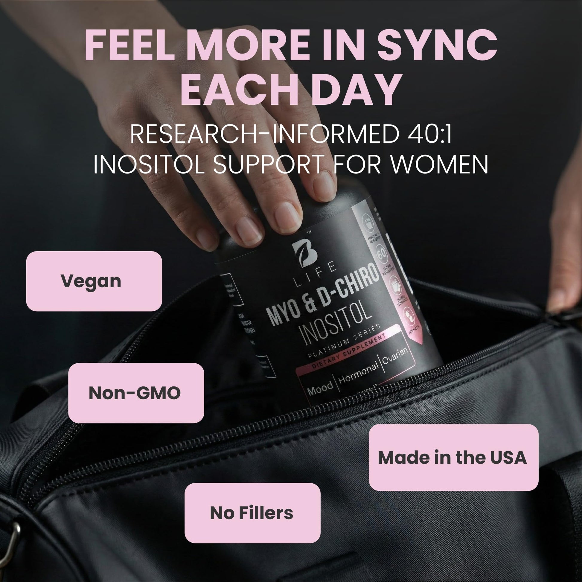 B Life Company Myo-Inositol & D-Chiro Inositol 40:1 for Women | I Inositol Supplement for Women | Hormone Balance, Fertility & Cycle | Vitamin B8, Insulin & Flo Ovarian Support | 240 Caps B Life CompanyBuy Supplements Australia