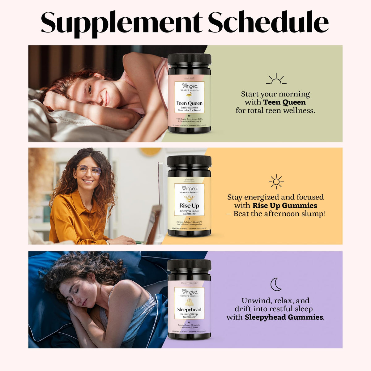 Winged Wellness Multivitamin Gummies for Teen Girls - Teen Vitamins for Mood & Hormonal Health - Vegan Gummy Supplement with Chaste Tree, Lemon Balm, L-Theanine, Probiotics & Biotin - 50 Gummies Winged WellnessBuy Supplements Australia