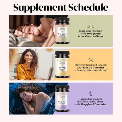 Winged Wellness Multivitamin Gummies for Teen Girls - Teen Vitamins for Mood & Hormonal Health - Vegan Gummy Supplement with Chaste Tree, Lemon Balm, L-Theanine, Probiotics & Biotin - 50 Gummies Winged WellnessBuy Supplements Australia