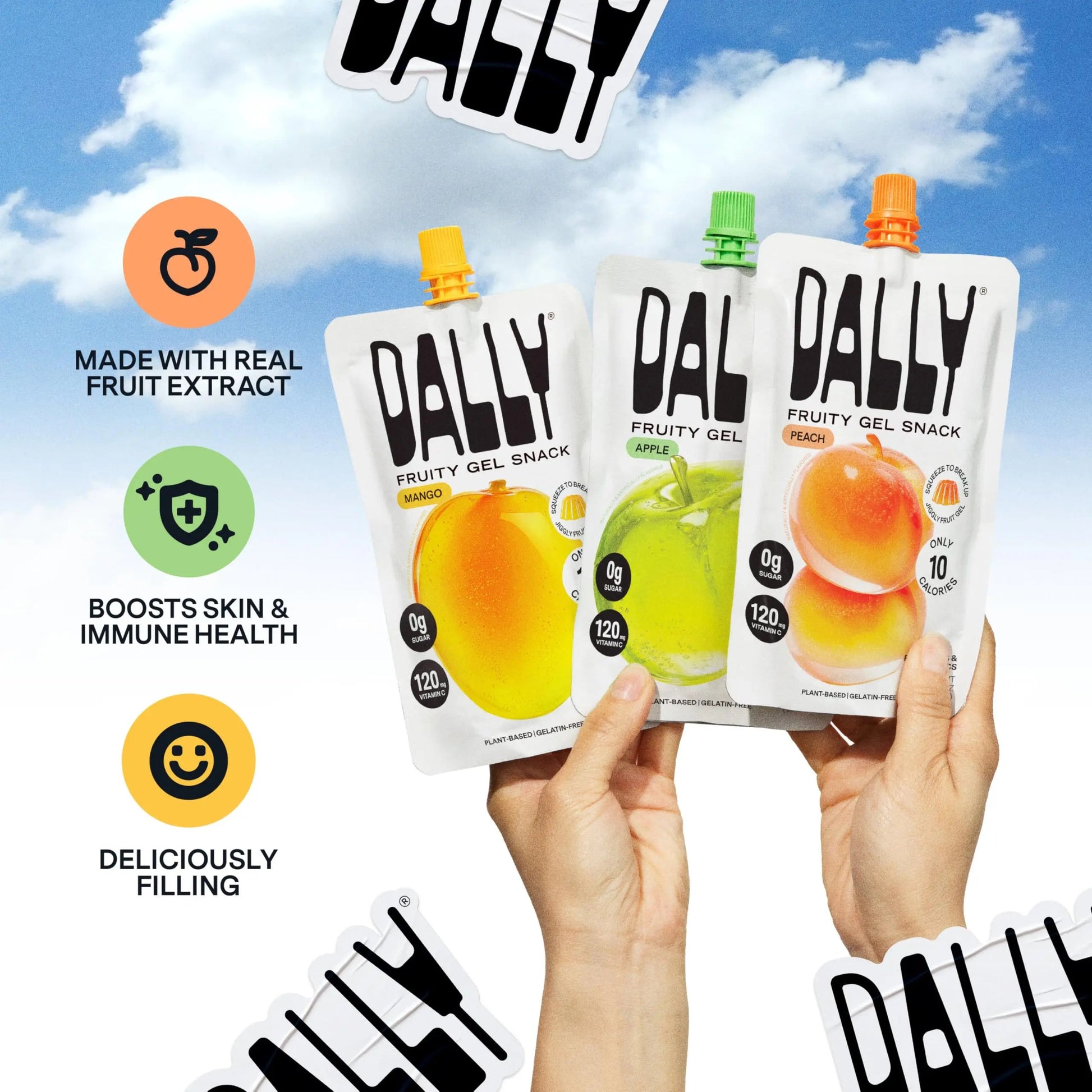 Dally Variety Pack [Mango, Peach & Apple] Drinkable Konjac Jelly 10 Pouches | 10-Calorie Keto, Gluten Free, Sugar Free Korean Fruit Snack | Prebiotics & Postbiotics for Skin, Immune, Weight Management DALLYBuy Supplements Australia