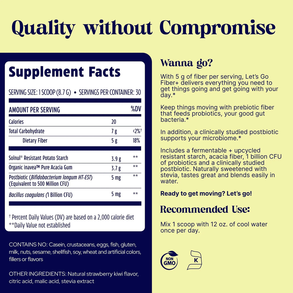 Enzymedica, Let’s Go Fiber+ Strawberry & Kiwi, Prebiotics & Probiotics, Postbiotic, Soluble Fiber for Gut Health, Regularity, Powder for Men & Women, Sugar-Free, 30 Servings EnzymedicaBuy Supplements Australia