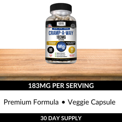 Kaya Naturals Cramp-A-Way Magnesium Glycinate 183mg (60 Count (Pack of 1) Kaya NaturalsBuy Supplements Australia