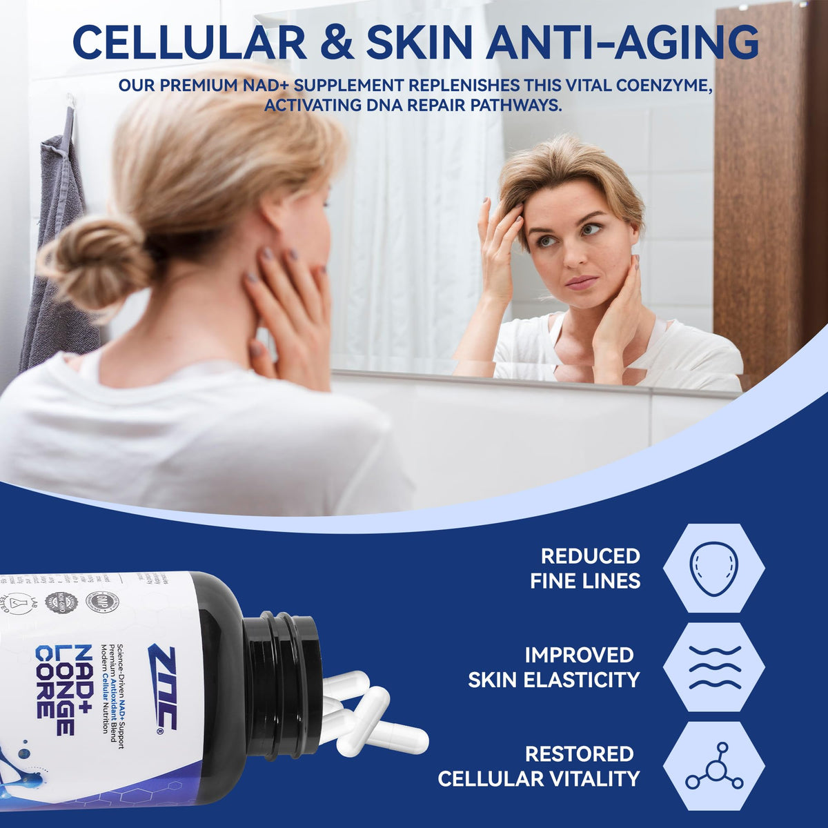 ZNC®10-in-1 NAD+ Supplement with Liposomal NAD, Urolithin A & Resveratrol for Energy & Cellular Repair - 60 Vegan Capsules ZNCBuy Supplements Australia