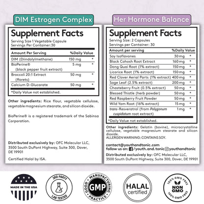 Youth & Tonic DIM Supplement for Women – Estrogen Metabolism & Hormonal Support – Menopause, Perimenopause & Premenopausal Bundle, 90 Capsules Youth & TonicBuy Supplements Australia