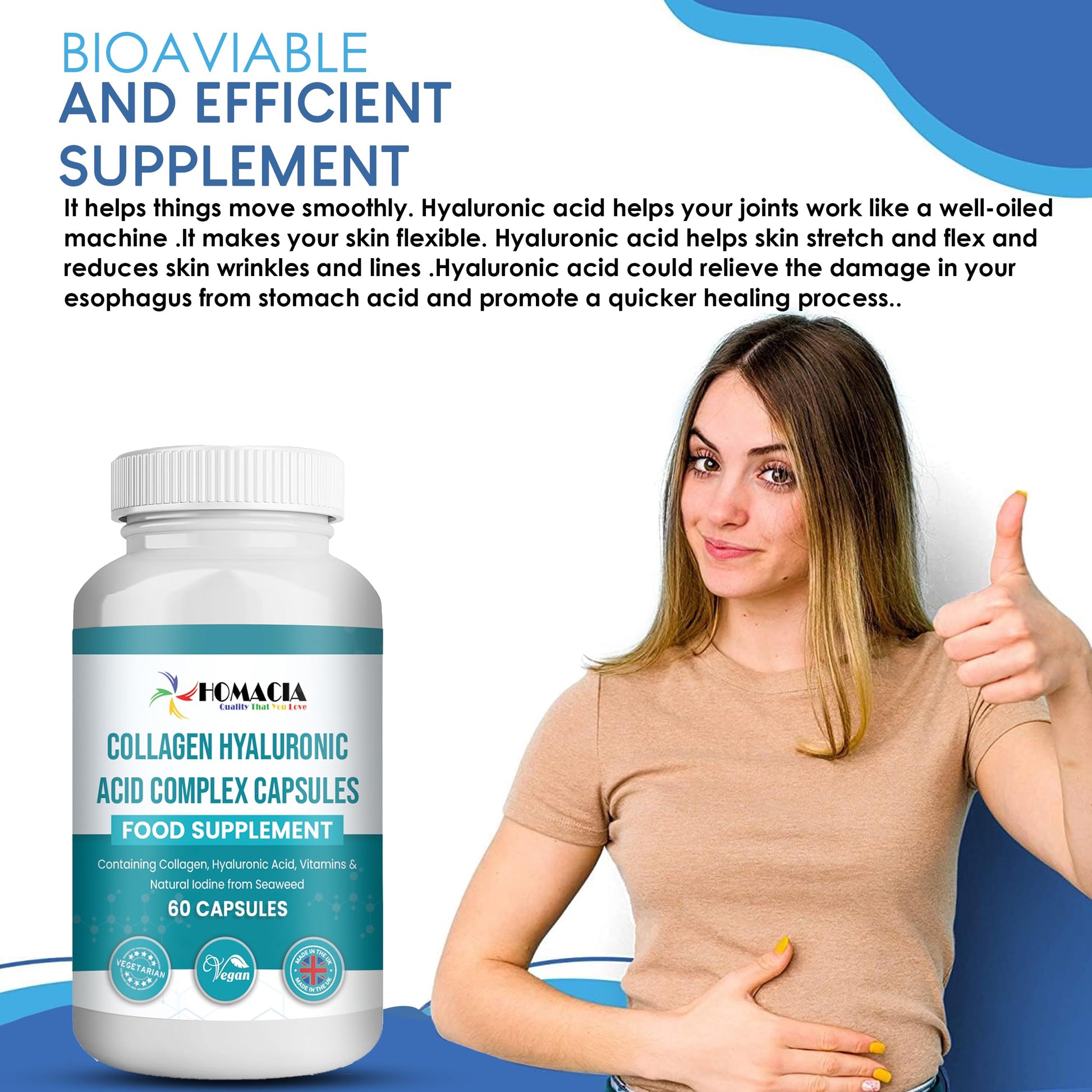 Homacia’s Collagen Capsules | Marine Collagen with Hyaluronic Acid | Pure Collagen Supplements for Women HOMACIA Quality That You loveBuy Supplements Australia