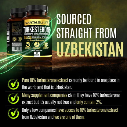 Turkesterone 840 mg – Natural Testosterone Support - 100% Pure Turkesterone Supplement for Men & Women - Ajuga Turkestanica Extract - Made in USA & 3rd Party Tested for Strength, Energy & Vitality Earth ElixirBuy Supplements Australia