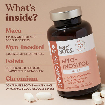 Free Soul Myo-Inositol Ultra Supplement with 4,000mg Myo-Inositol, 200ug Folate, 100ug Free SoulBuy Supplements Australia