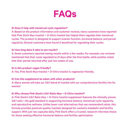 Pink Stork Myo-Inositol & D-Chiro Inositol: 3.6:1 Blend to Support Fertility, Hormone Balance for Women - Ovarian Function, Ovulation, Conception, and Period Support Supplement - 60 Capsules Pink StorkBuy Supplements Australia