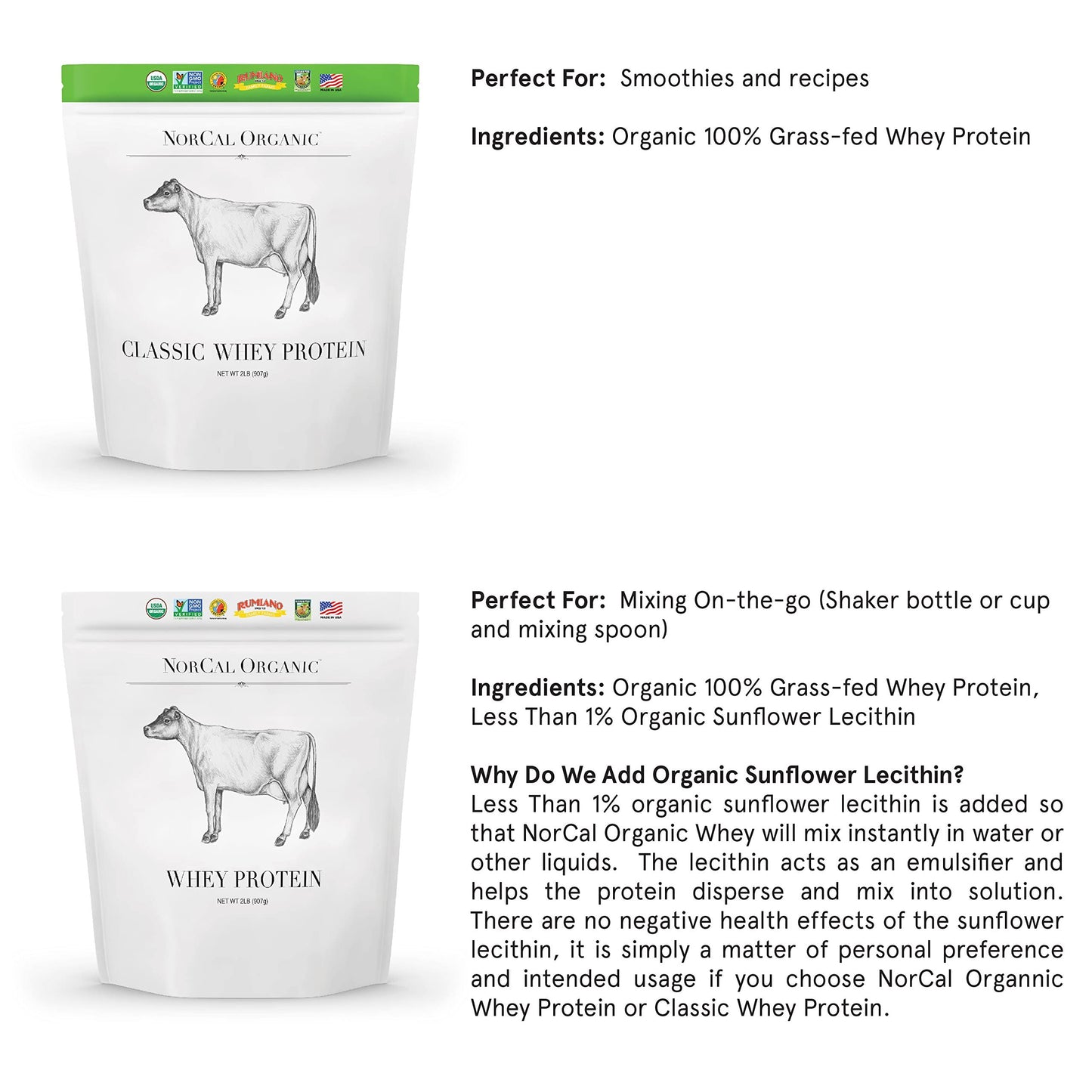 NorCal Organic Classic Whey Protein - 2lbs Bulk | 100% Grass-Fed & Finished NorCal OrganicBuy Supplements Australia