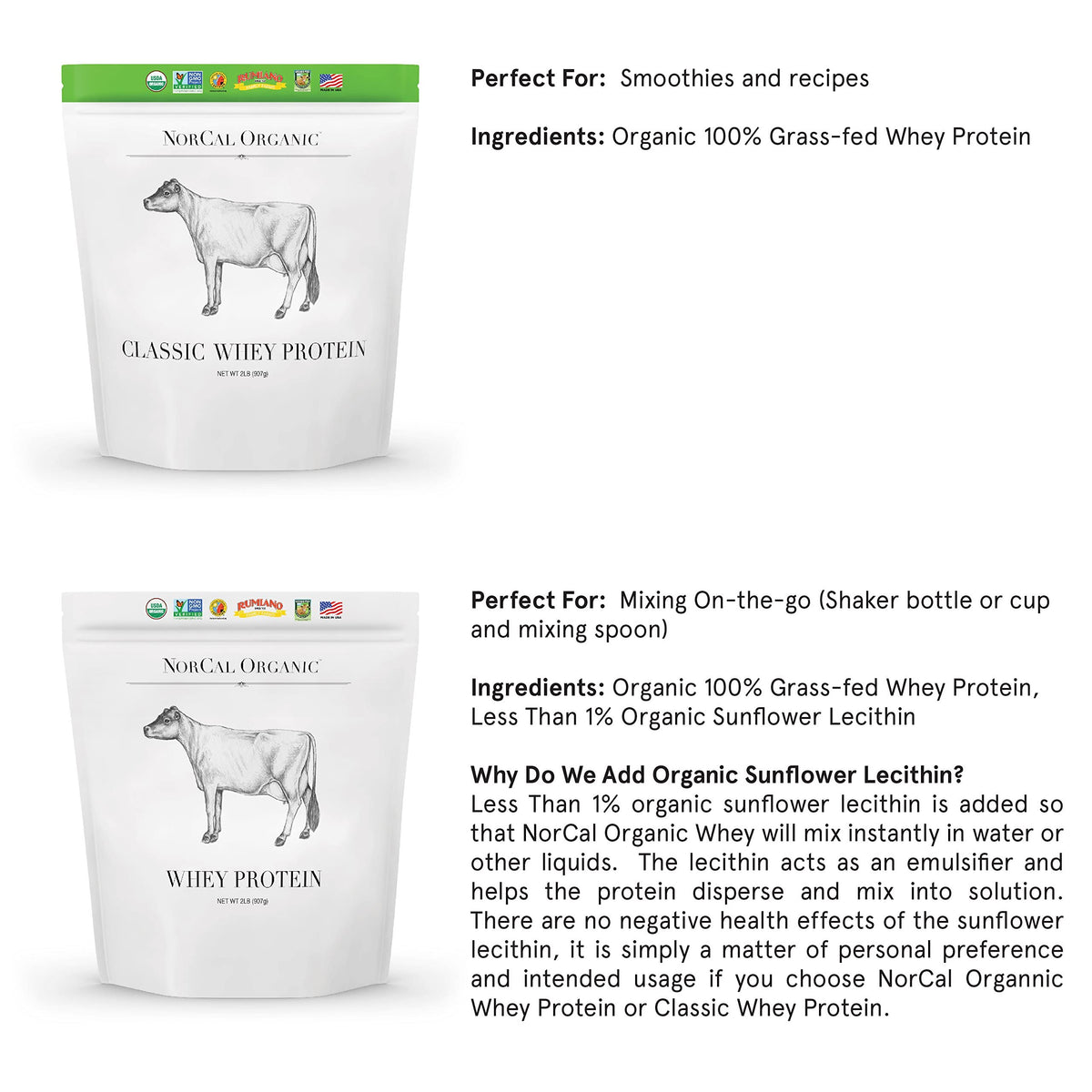 NorCal Organic Classic Whey Protein - 2lbs Bulk | 100% Grass-Fed & Finished NorCal OrganicBuy Supplements Australia