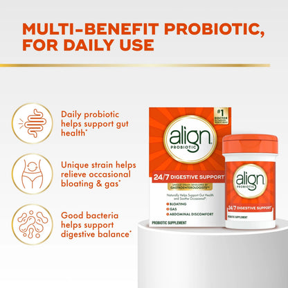 Align Probiotic, 24/7 Digestive Support*§, Probiotics for Women and Men, Probiotics for Digestive Health, Men and Womens Probiotic Capsules Help Relieve Occasional Bloating & Gas*, 49 Capsules AlignBuy Supplements Australia