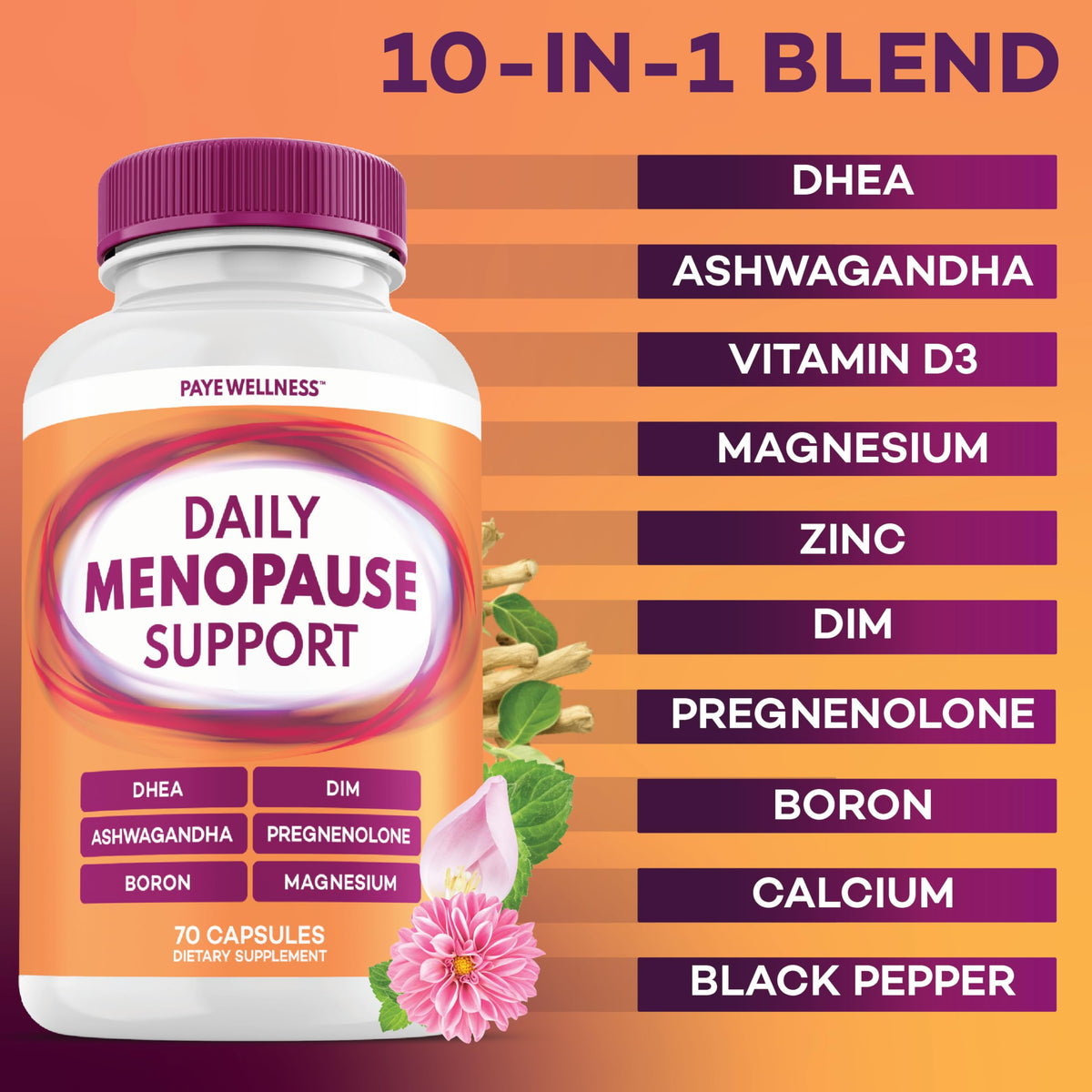 Menopause and Perimenopause Supplement for Women 10-1 Relief Formula for Hot Flashes, Night Sweats, Mood, Energy & Hormone – DIM, Ashwagandha, Vitamin D, DHEA, Zinc, Magnesium 2-Pack, 140 Capsules PAYÉBuy Supplements Australia