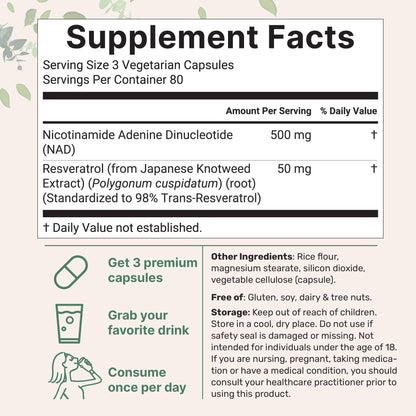 Micro Ingredients NAD+ 500mg with Resveratrol, 240 Veggie Capsules | 2-in-1 NAD Supplement for Women & Men | NMN Pathway Alternative | Non-GMO, Gluten Free Micro IngredientsBuy Supplements Australia