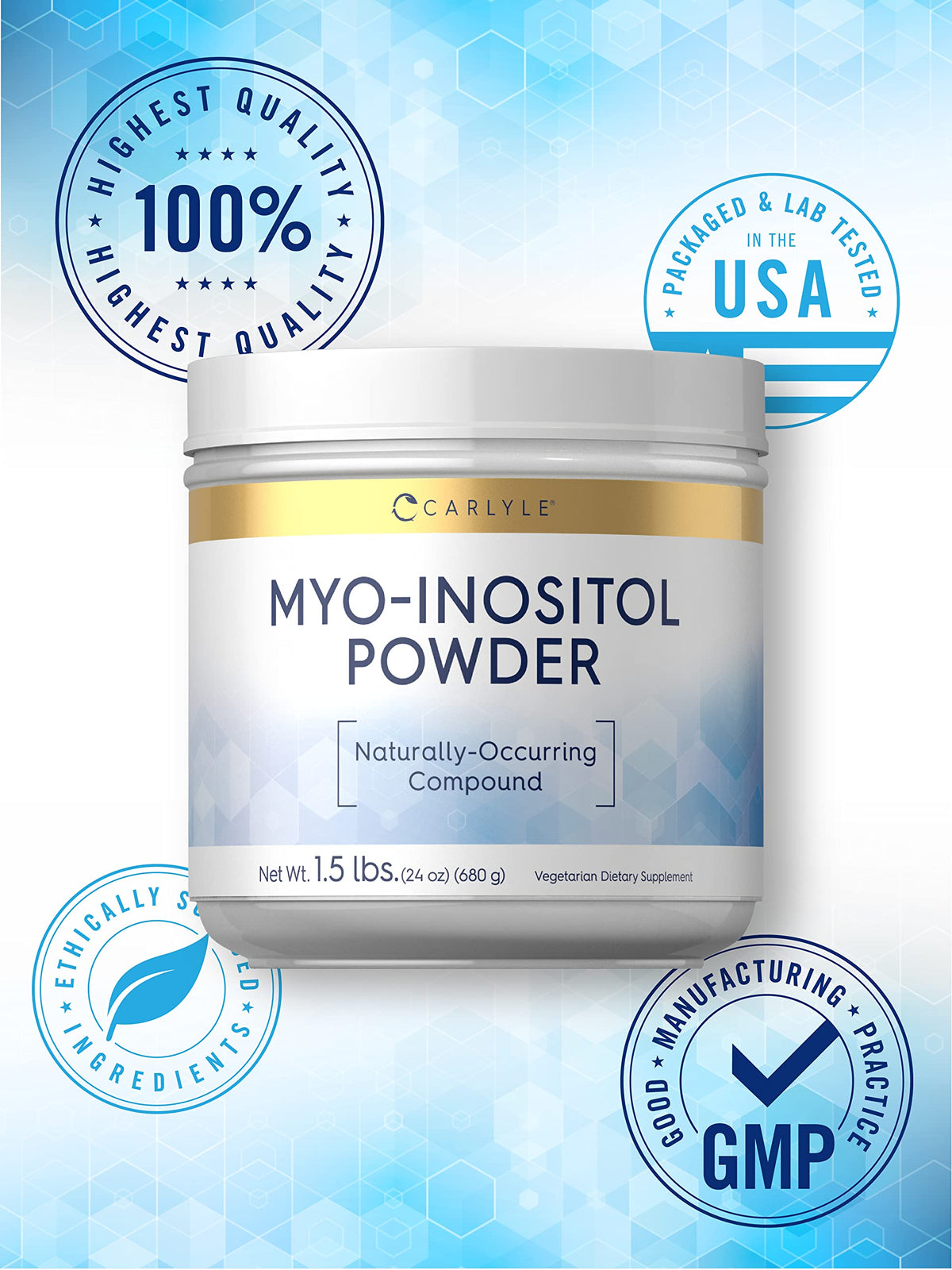 Carlyle Myo-Inositol Powder Supplement | 1.5 lbs | Naturally Occuring Compound CarlyleBuy Supplements Australia