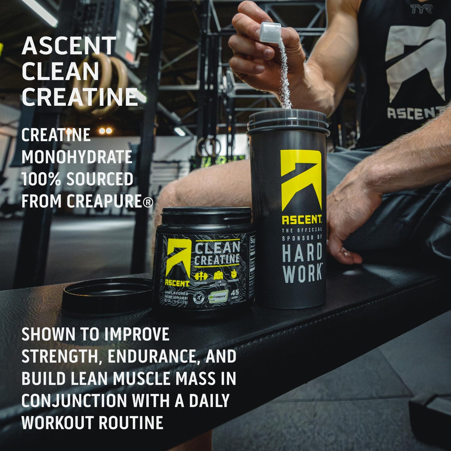 Ascent Clean Creatine Monohydrate Powder - 5G Per Serving, Creapure Creatine Supple AscentBuy Supplements Australia
