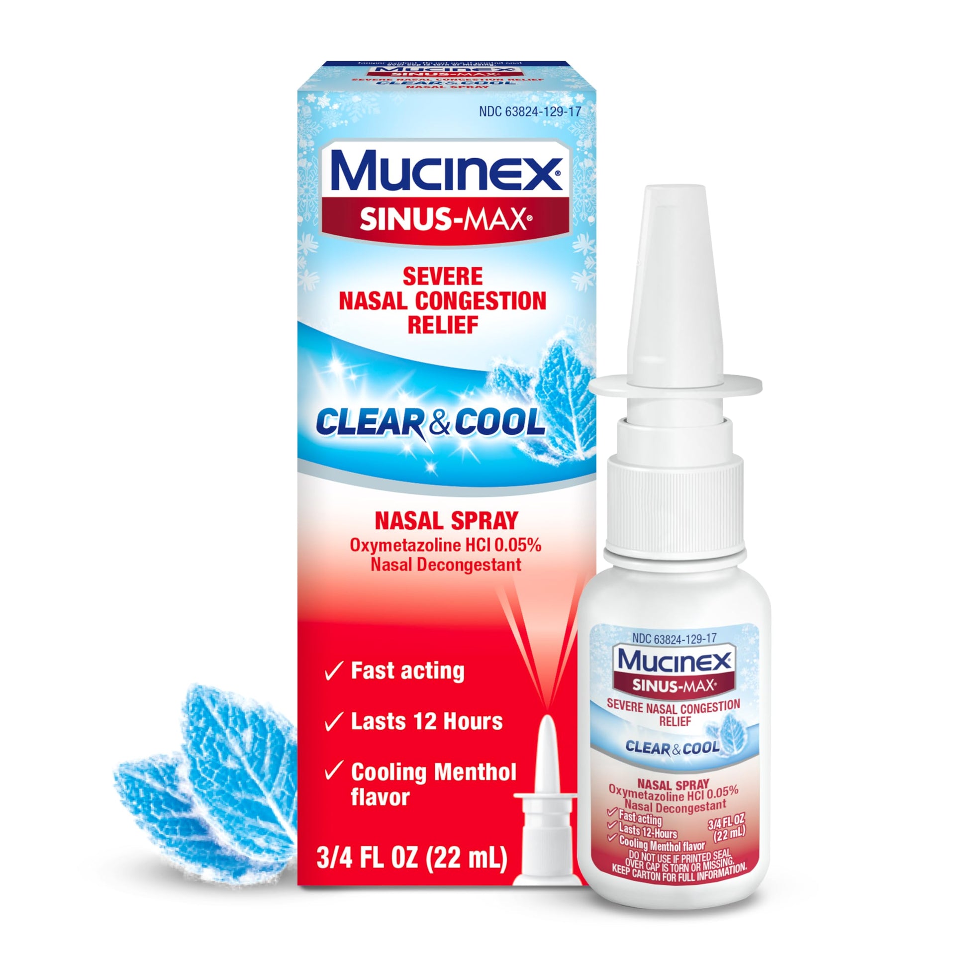 Mucinex Sinus-Max Nasal Spray Decongestant, 12 Hour Over-The-Counter Medication Nose Spray for Sinus Relief, Nasal Decongestants for Adults & Sinus Congestion, Clear & Cool 3/4 Fl Oz(22ML) Mucinex buy supplements Au