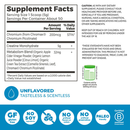 Orgain Micronized Creatine Monohydrate Lean Muscle Powder with Metabolism Blend, Unflavored, 50 Servings, Supports Muscle Strength and Brain Health, No Dairy or Soy, Gluten Free, Vegan OrgainBuy Supplements Australia
