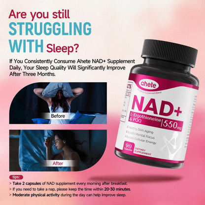 Ahete NAD Supplement with L-Ergothioneine, PQQ, Vitamin B6, and NMNH Supplement - for Cellular Health, Energy Support and Healthy Aging for Women & Men - Vegetarian, Non-GMO, Gluten Free- 90 Capsules AheteBuy Supplements Australia
