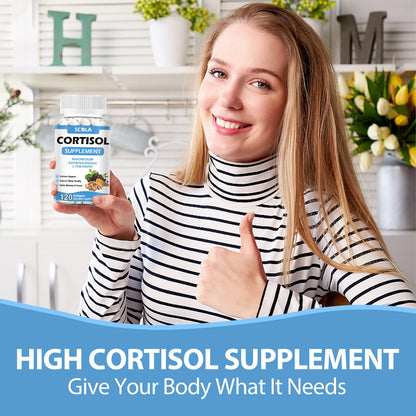 SCOLA Cortisol Supplement for Women and Men with Magnesium, Ashwagandha/L-Theanine, Cortisol Detox Manager, Cortisol Reducer Supports Relaxation & Calm, Mood, Sleep, 120 Count SCOLABuy Supplements Australia