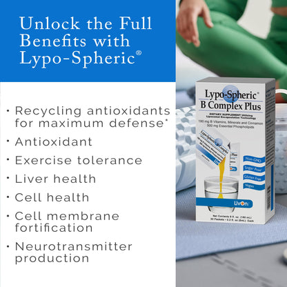 LivOn Laboratories Lypo–Spheric B Complex Plus – 30 Packets – 195 mg B Vitamins, Minerals & Cinnamon Per Packet – Liposome Encapsulated for Improved Absorption – 100% Non–GMO LivOn LaboratoriesBuy Supplements Australia