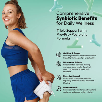NutraPep Synbiotics Probiotic Prebiotic Postbiotic - Daily Gut Health Support with Pre Pro & Post Biotics for Men Women - Digestive & Immune Support Balance Synbiotic Supplement - Vegan Gluten Free NutraPepBuy Supplements Australia