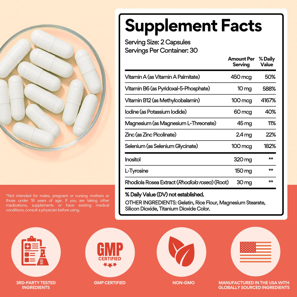 VoomVaya Go Go Thyroid - Thyroid Support for Women 30+ - Female-Focused Hormonal Balance & Thyroid Supplement with Iodine, Selenium & L Tyrosine - 3rd Party Tested - 60 Capsules VoomVayaBuy Supplements Australia