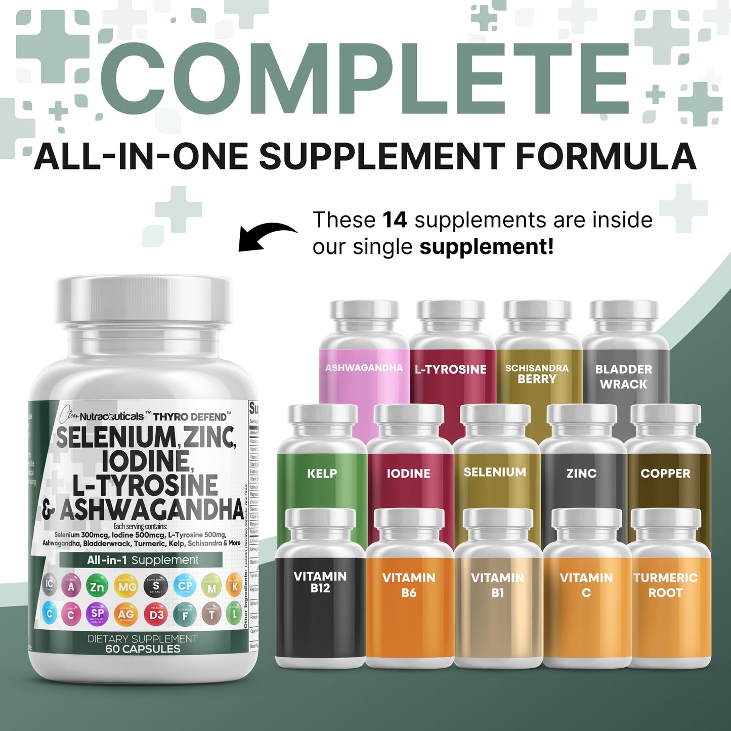Clean Nutra Selenium 300mcg Iodine 500mcg Thyroid Support for Women & Men | L Tyrosine 500mg Ashwagandha Supplement Bladderwrack, Turmeric, Kelp, Schisandra Zinc Pills Capsule Supplements Clean NutraceuticalsBuy Supplements Australia
