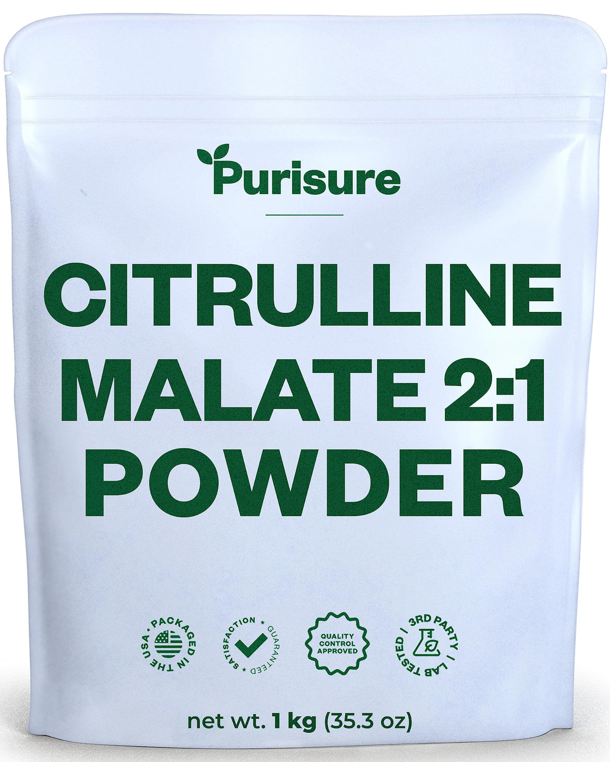 Purisure Citrulline Malate 2:1 Powder, 1 kg, Citrulline Supplement and Citrulline Nitrate