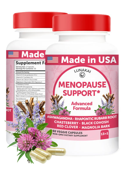 Lunakai USA Made Natural Menopause Supplements for Women – 13-in-1 Menopause Relief for Hot Flashes, Night Sweats, Sleep & Mood Support, 60ct LunakaiBuy Supplements Australia