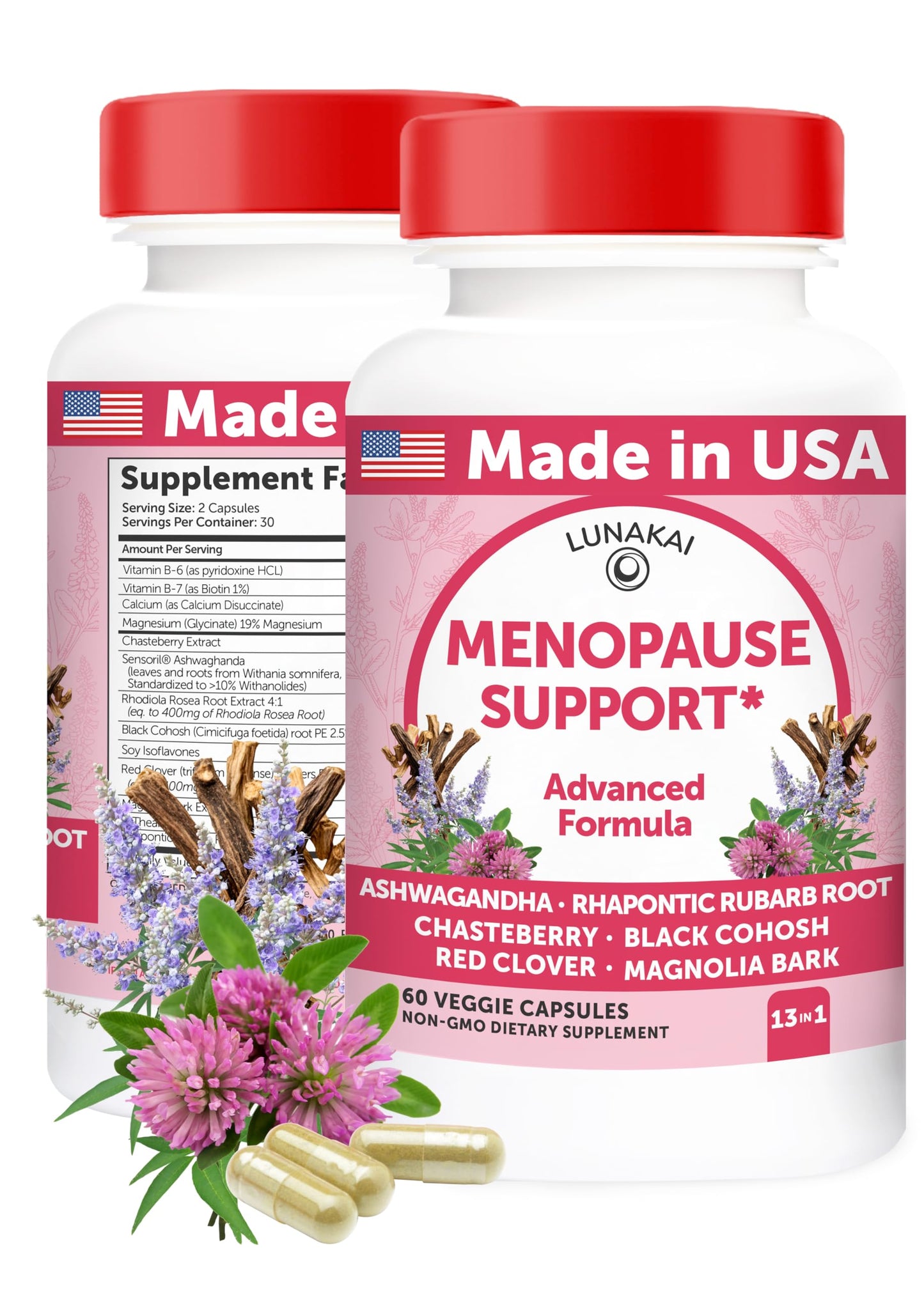 Lunakai USA Made Natural Menopause Supplements for Women – 13-in-1 Menopause Relief for Hot Flashes, Night Sweats, Sleep & Mood Support, 60ct LunakaiBuy Supplements Australia