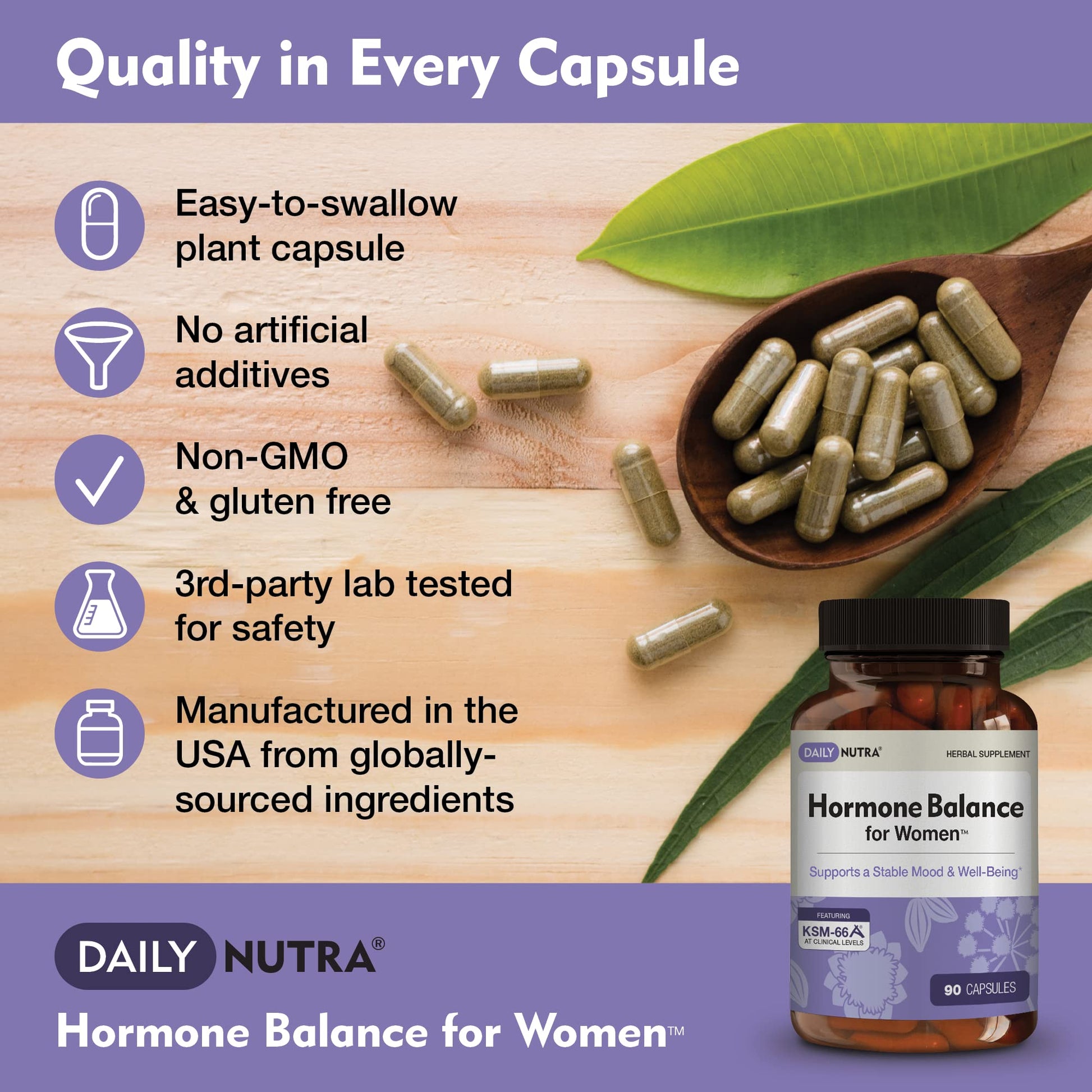Hormone Balance for Women - Natural Mood Supplement - PMS Relief and Menopause Support | Featuring Clinically Studied KSM-66 Ashwagandha (90 Capsules) DailyNutraBuy Supplements Australia